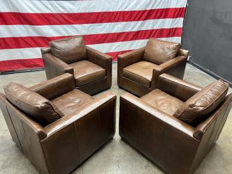 Free Delivery - Crate & Barrel Leather Club Chairs (4) Available
