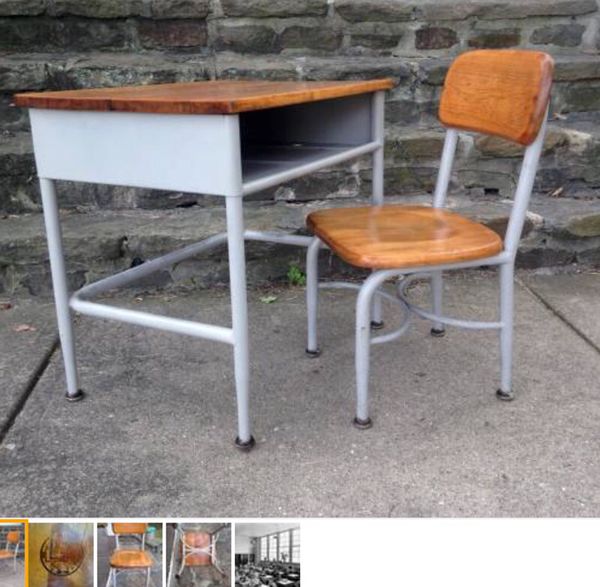 Childs School Desk Chair Heywood Wakefield 1958 Maple Wood Steel