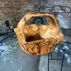 Burl Wood Bowl With Handle