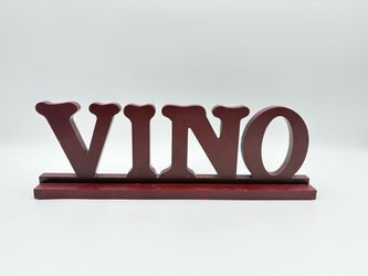 Maison Burgundy Red Wooden VINO Tabletop Sign Decor