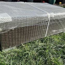 Brown Wicker Tea / Coffee Table with Glass Top - New in Box