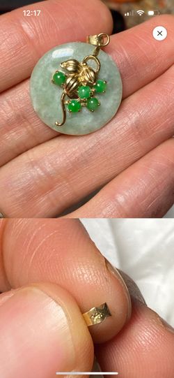 14k Gold Jade Pendant 