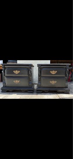Matching Black Vintage Nightstands