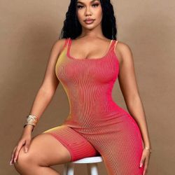 2 Toned Women's Striped Crew Neck Sleeveless Romper Unitardresort, Tropical,Beach,Vacation,Streetwear,Y2K,Gyaru,Going Out,Spring,Rave,Concert,Festiv