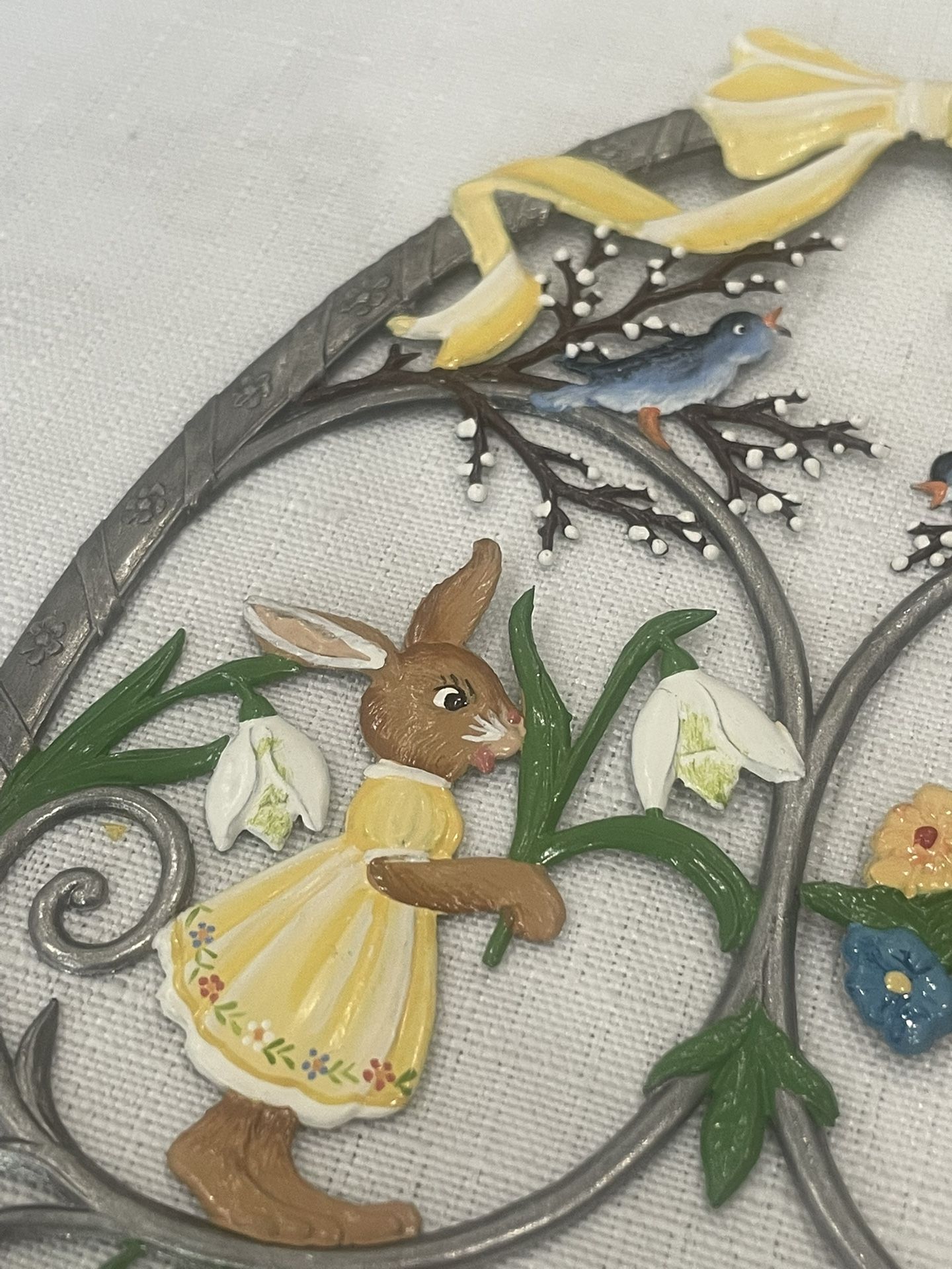 Hand painted Wilhelm Schweizer pewter Easter egg wall Hanger
