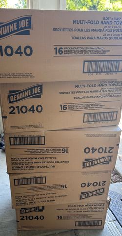 Genuine Joe Multi-Fold Natural Paper Towels - 16 Pack, 250 Sheets Each per box