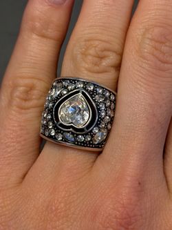 Brighton Sterling Silver and CZ a Heart Ring