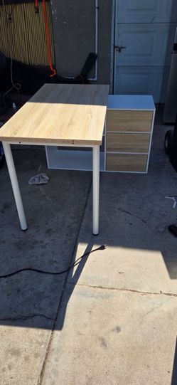 L Shape Computer Desk with 3 Drawers and 2 Shelves