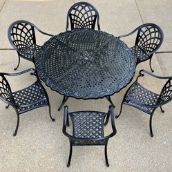 Patio Set Cast Aluminum Outdoor Furniture 6 Seat Dining Set-60in 80lb Table