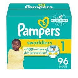 🎁 $18 Pampers Swaddlers Size 1 - 96 Diapers - 100 Leakproof Skin Protection Hypoallergenic 🆕