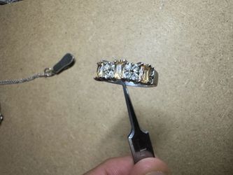 Silver yellow and white crystal ring