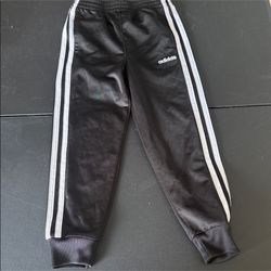 Adidas Kids Black Joggers with White Stripes