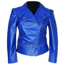 Women Leather Jacket Blue 4XL