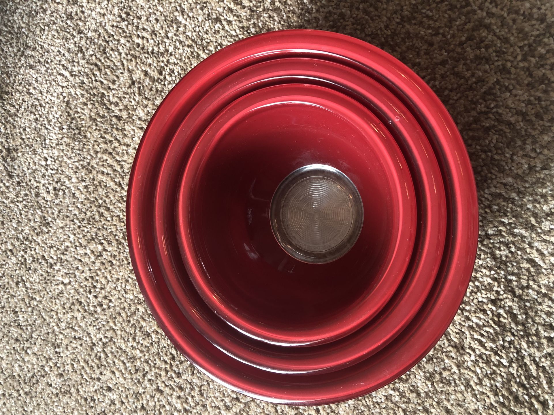 Vintage Pyrex Ruby Red Bowl Set 
