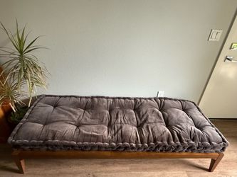 Anthropologie Walnut Daybed / Lounge Bench + Cushion