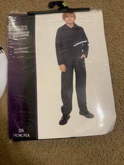 Kids Navy Blue Coveralls Costume Size Medium 8-10