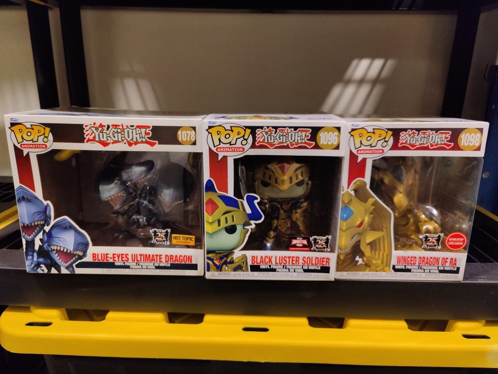 YUGIOH Funko pop exclusive ULTIMATE DRAGON, BLACK LUSTER SOLDIER AND Winged Dragon Of RA