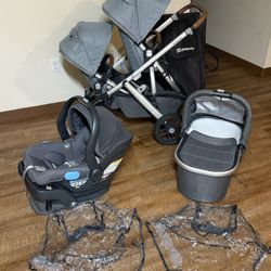 Uppababy Stroller Vista V2 and Bassinet and Car seat 