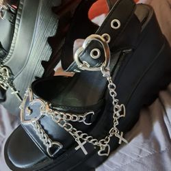 New Black Wedge Sandals