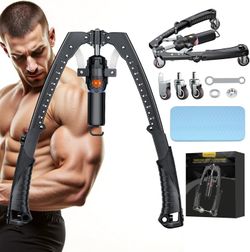 Twister Arm Trainer, 3 in 1 Hydraulic Power Chest Workout Equipment with Ab Roller Wheels and Hooks