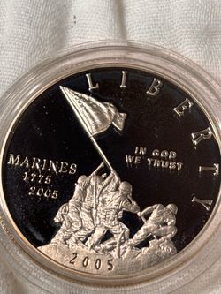 2005 United States Marine Corps 230th Anniversary Proof Silver Dollar.The coin is made of 90% silver and weighs approximately 0.7734 https://offerup.c