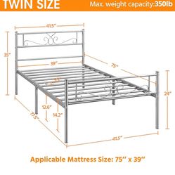 Bed And Mattress (Twin Bed)