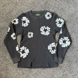 Denim Tears Rhinestone Cotton Wreath Thermal in Vintage Black