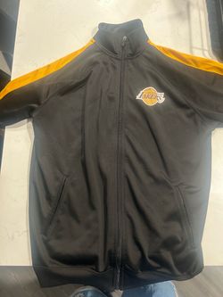 Mens Medium Black/Yellow Los Angeles LA Lakers NBA Basketball Zipper Up Track Jacket