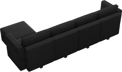 S11 $249 118" 5 Seats L Shaped Modular Velvet Sectional Couch with Storage, Black FSC-certified hardwood frame, Pet-friendly velvet upholstery, Adjus