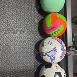 2 Volleyballs and 2 Soccer Balls