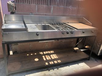 Plancha para tacos con comal, quemadores, plancha y lava manos