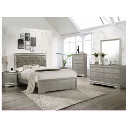 4- Pc Bedroom set Dresser,Mirror  Nightstand (1) Queen size bed frame  Not including Mattress and Box Sp