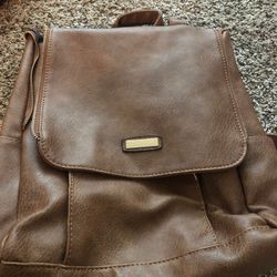 Brown authentic leather backpack