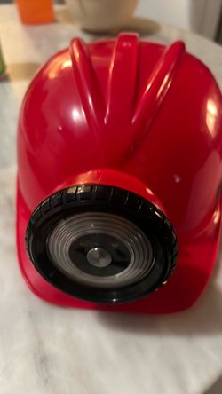 Red Mining Hard Hat with Built-In Headlamp
