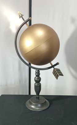 Contemporary Iron Gold Globe/Black Stand 24" Tall x 10" Globe