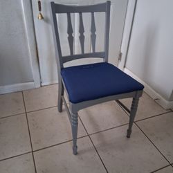 Wood Chair Painted Gray Padded Seat