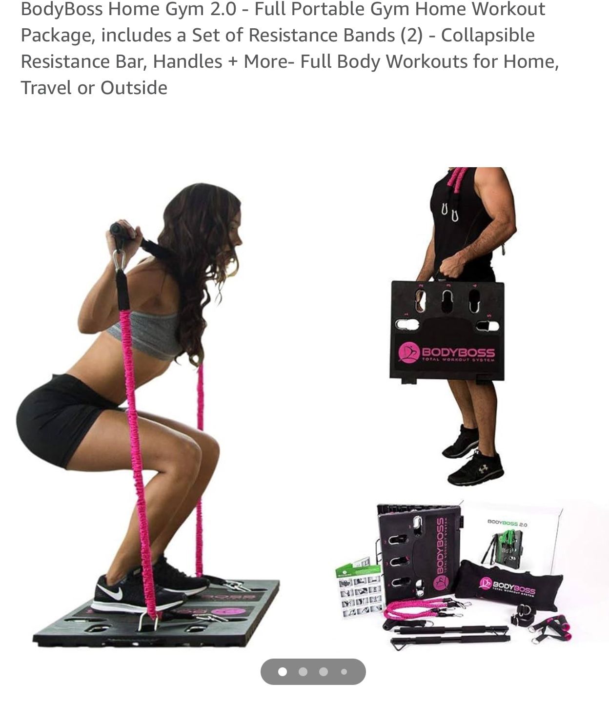 Body Boss Full Body Portable Gym Pink Bands