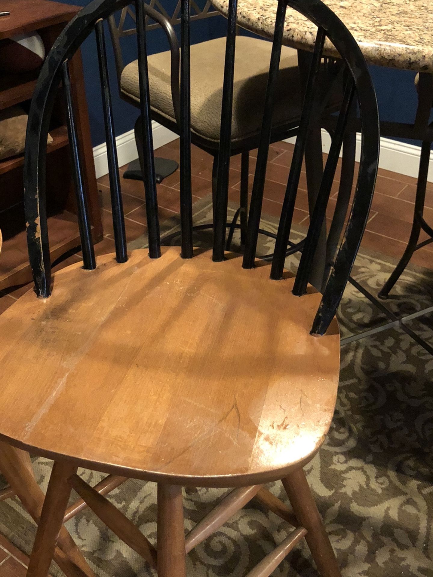 Bar Stools (3) - Wooden Swivel