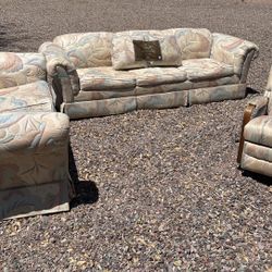 Vintage Sofa Set with Rocking Chair 