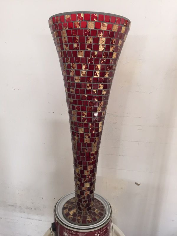 Mosaic glass tall vase