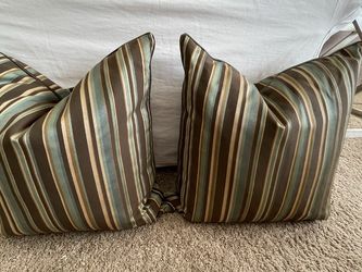 Set of 2 Beautiful, Feather, Striped Pillows