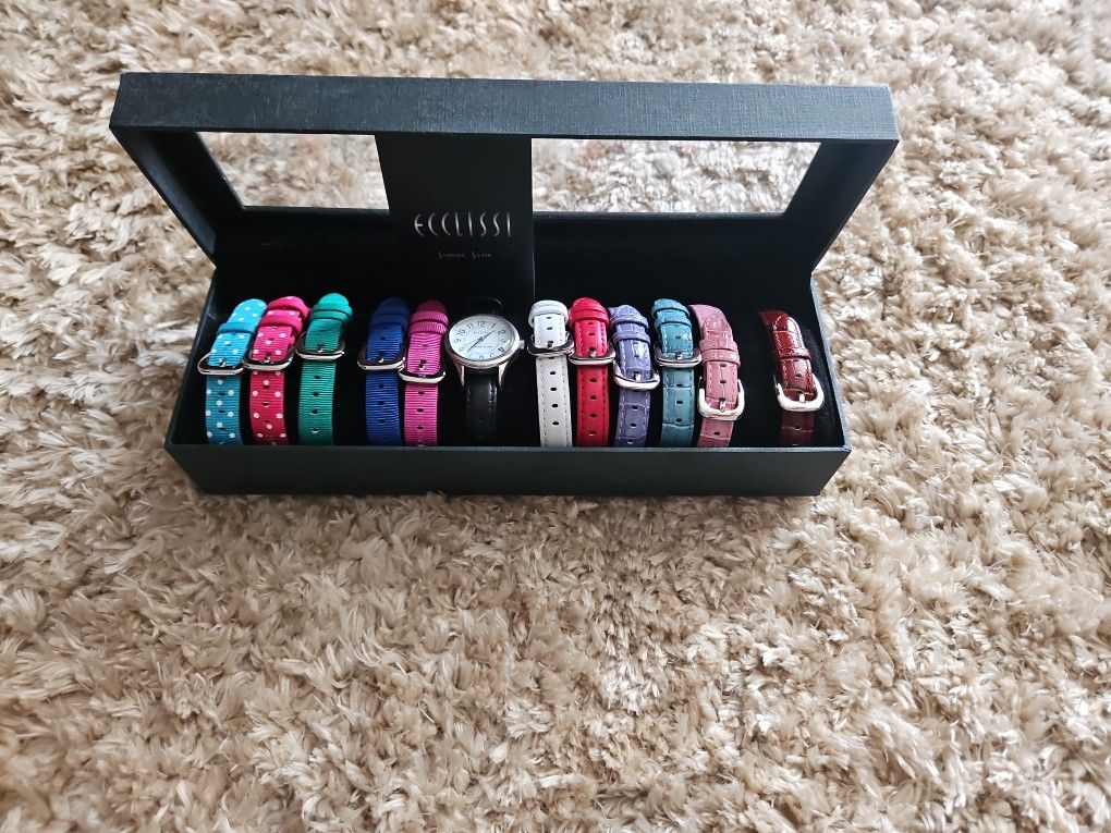 Sterling Silver Watch Set With 12 Bands by Ecclissi