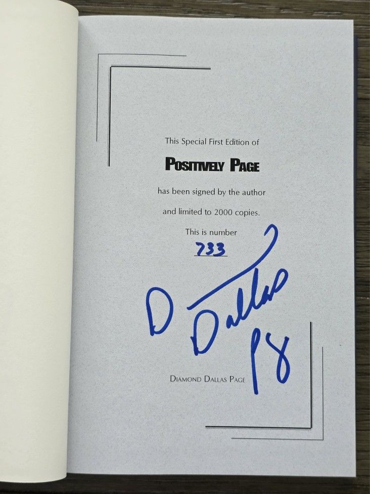 DIAMOND DALLAS PAGE Signed Book Positively Page 733/2000 Special First Edition