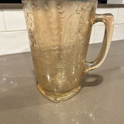 Vintage Jeannette Floragold Louisa Depression Glass Pitcher
