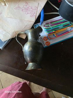 Vintage Brass Metal Pitcher Vase