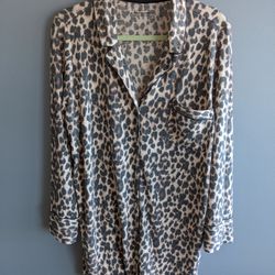 Victoria's Secret VS Leopard Cheetah PJ Robe Lounge Tunic Shirt  Long Top XL