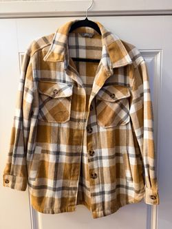 Plaid Flannel Shacket Button-Up Jacket