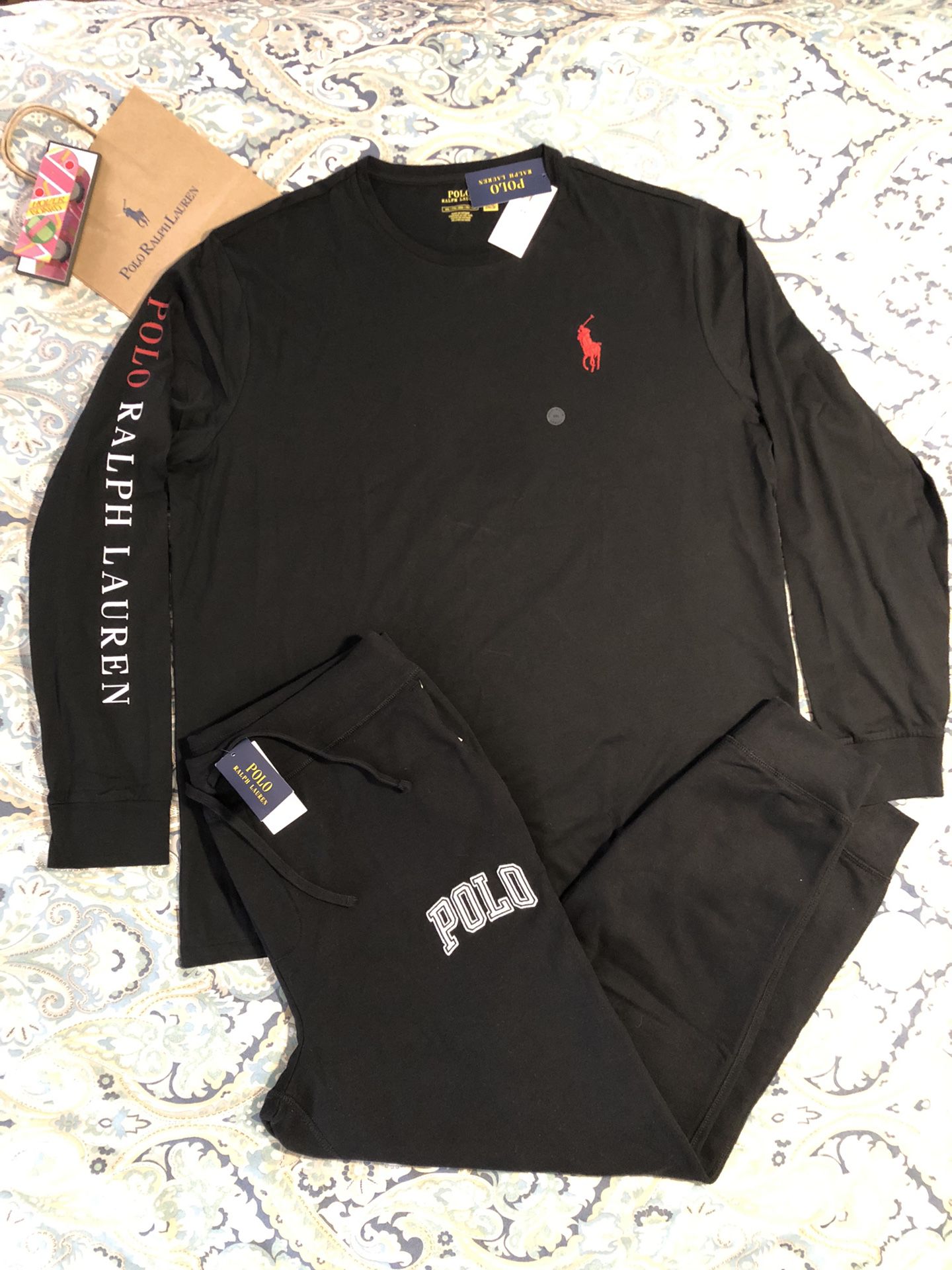 Polo Ralph Lauren Big Pony T Shirt & Spell Out Joggers Sweat Pants SZ XXL 