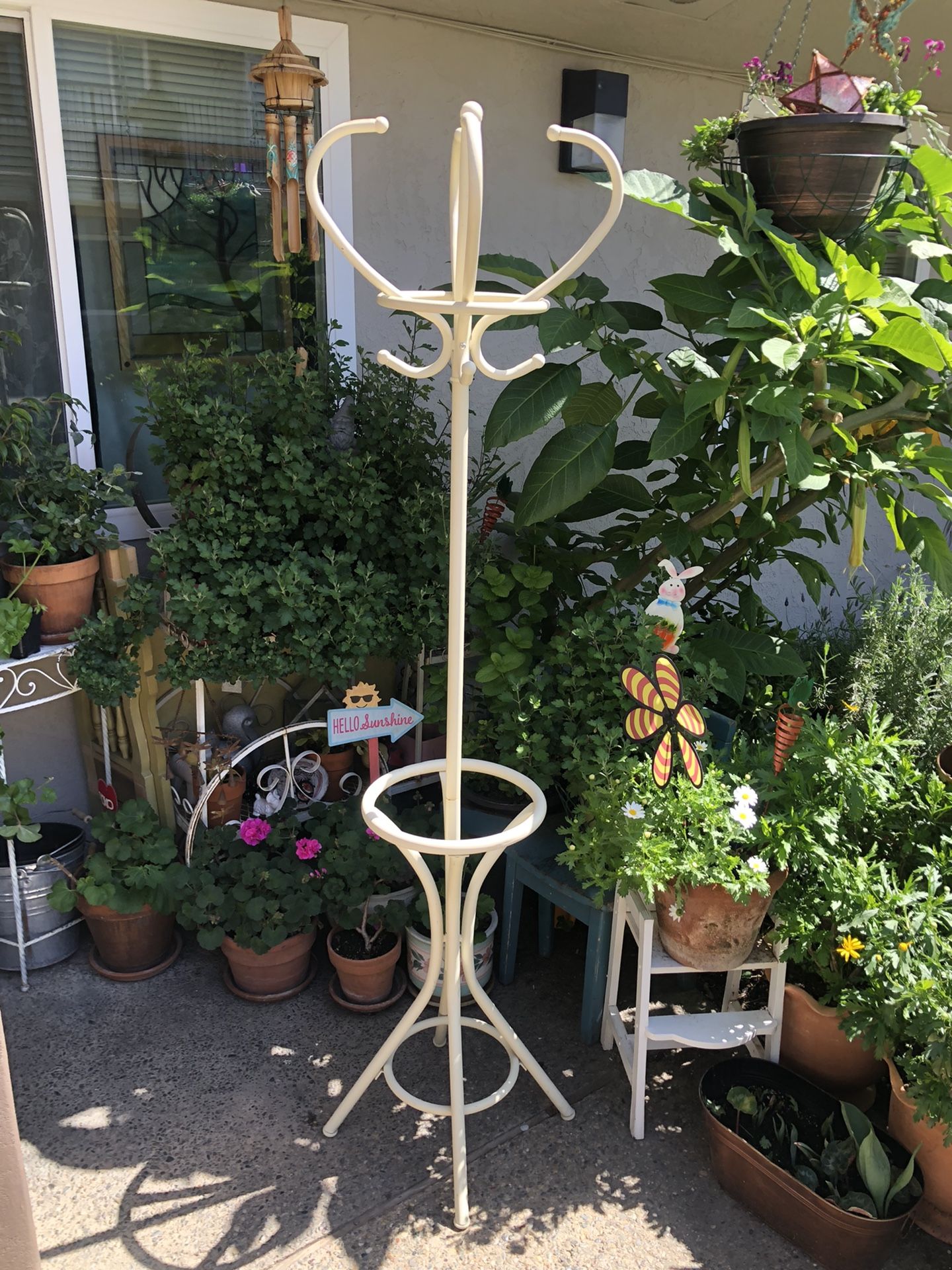 Coat Rack Umbrella Stand Beige Metal