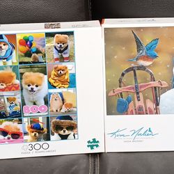 ASSORTED PUZZLES WITH PHOTO SHEET EXCEPT ONE 300 PIECES IN EACH $3.00 WANT TO SELL AS A LOT